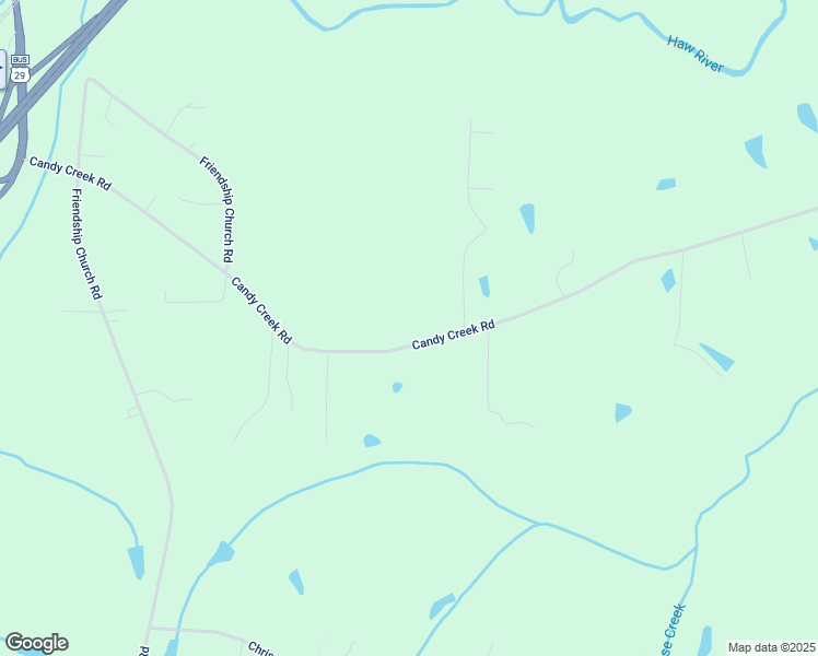 map of restaurants, bars, coffee shops, grocery stores, and more near 635 Candy Creek Road in Reidsville