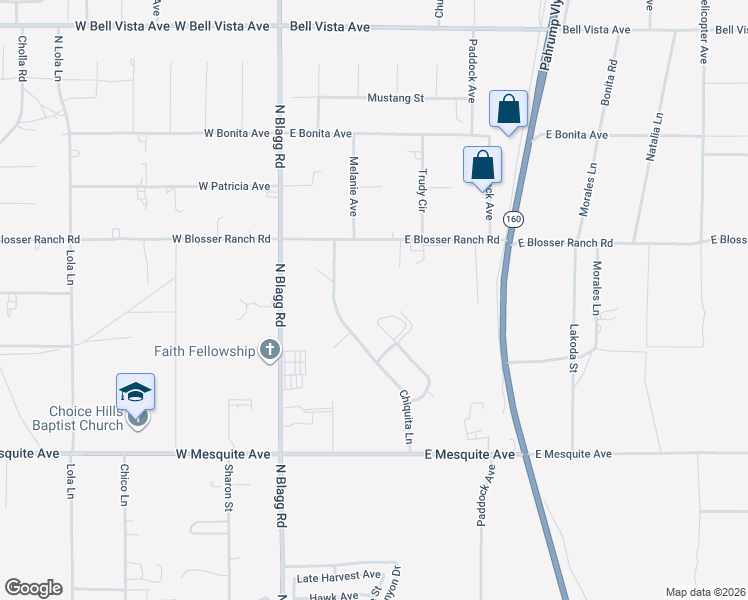 map of restaurants, bars, coffee shops, grocery stores, and more near 2320 Ida Street in Pahrump