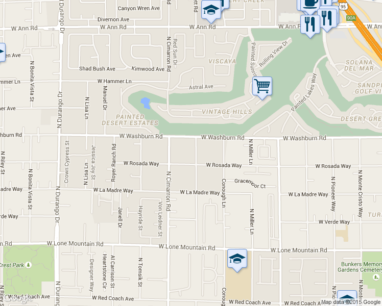 map of restaurants, bars, coffee shops, grocery stores, and more near 5116 North Valadez Street in Las Vegas