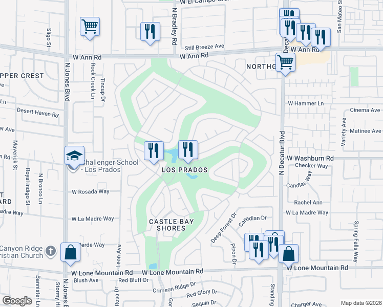 map of restaurants, bars, coffee shops, grocery stores, and more near 5220 Rim View Lane in Las Vegas