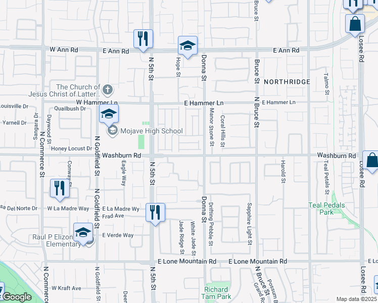 map of restaurants, bars, coffee shops, grocery stores, and more near 813 East Seneca Heights Avenue in North Las Vegas