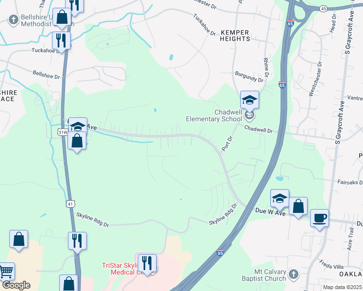 map of restaurants, bars, coffee shops, grocery stores, and more near 909 Due West Avenue North in Nashville