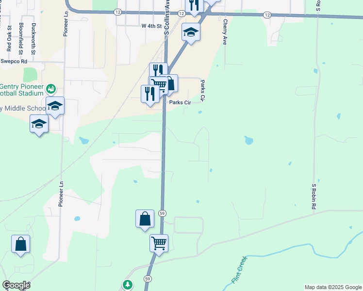 map of restaurants, bars, coffee shops, grocery stores, and more near 200-582 Brooke Lynn Drive in Gentry
