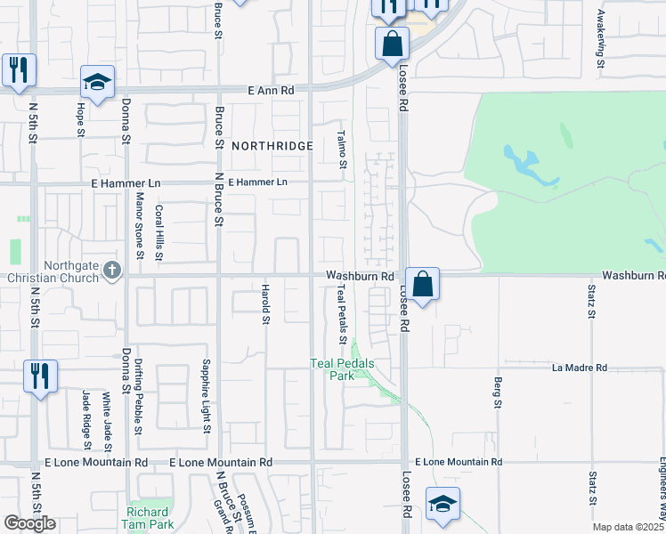 map of restaurants, bars, coffee shops, grocery stores, and more near 5220 Masonville Street in North Las Vegas