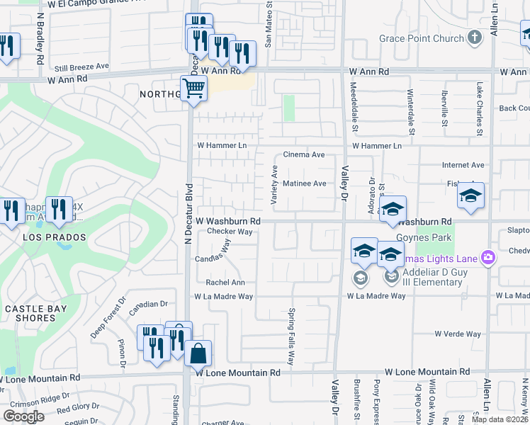 map of restaurants, bars, coffee shops, grocery stores, and more near 4511 Sandstone Vista Court in North Las Vegas