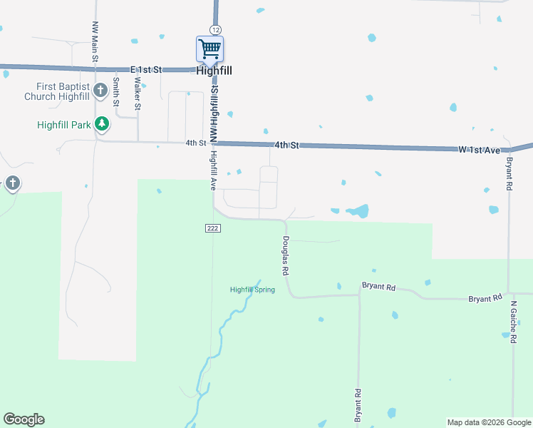 map of restaurants, bars, coffee shops, grocery stores, and more near 14300-14350 County Road 1104 in Gentry