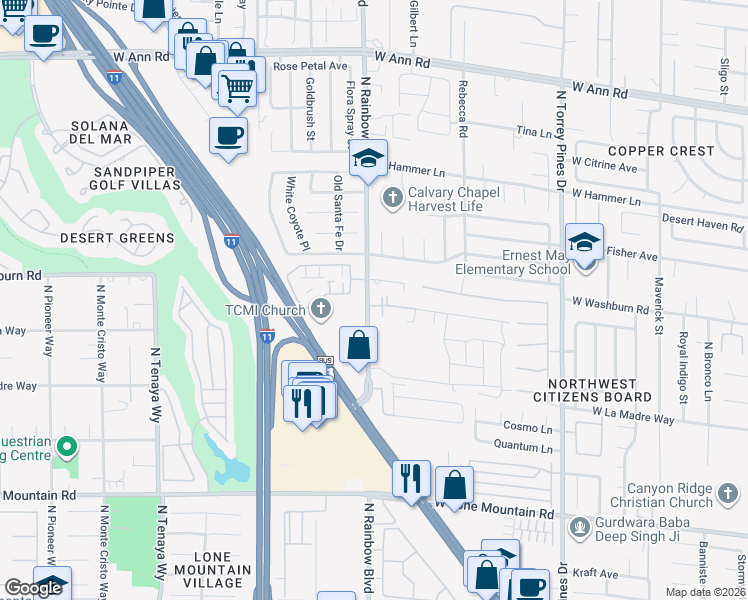 map of restaurants, bars, coffee shops, grocery stores, and more near 6621 Welcome Lane in Las Vegas