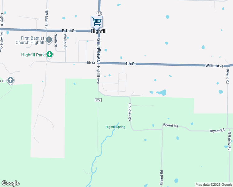 map of restaurants, bars, coffee shops, grocery stores, and more near 14300-14350 County Road 1104 in Gentry