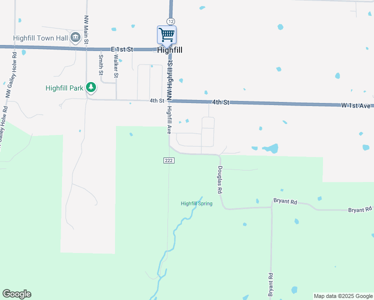 map of restaurants, bars, coffee shops, grocery stores, and more near 14300-14350 County Road 1104 in Gentry