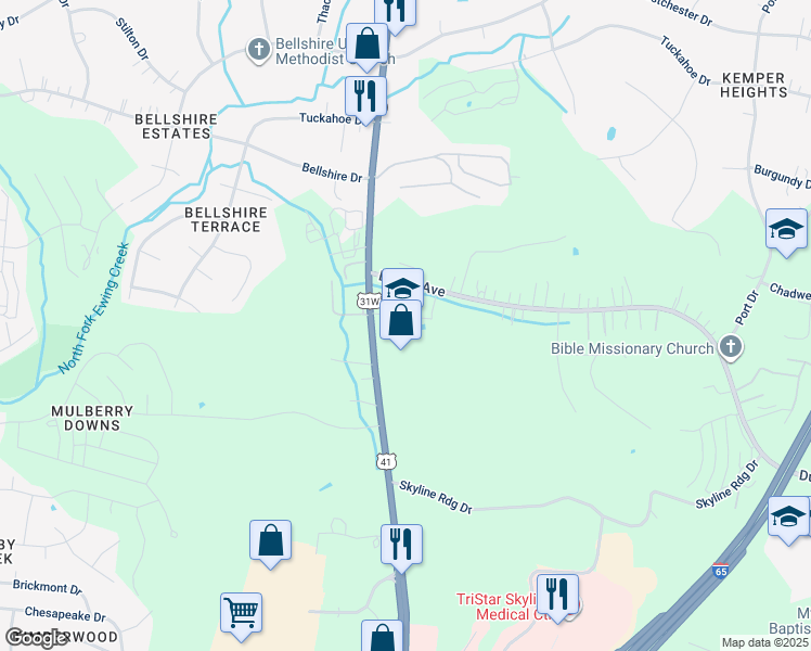map of restaurants, bars, coffee shops, grocery stores, and more near 3551 Dickerson Pike in Nashville