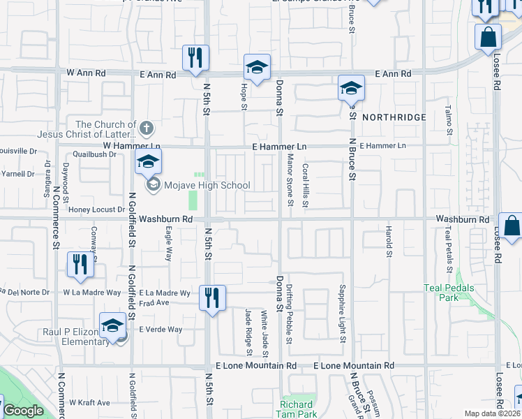 map of restaurants, bars, coffee shops, grocery stores, and more near 813 East Seneca Heights Avenue in North Las Vegas
