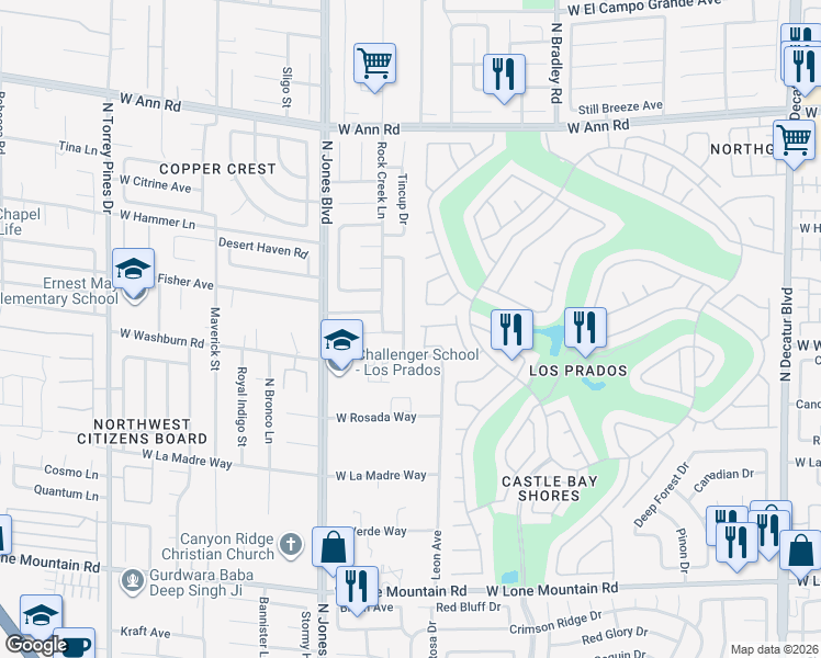 map of restaurants, bars, coffee shops, grocery stores, and more near 5217 Shady Grove Lane in Las Vegas