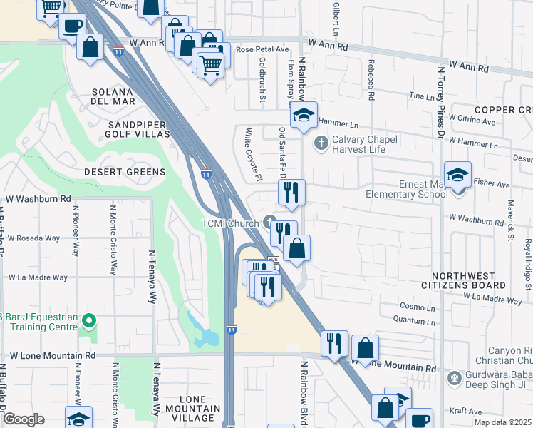 map of restaurants, bars, coffee shops, grocery stores, and more near 5112 Harvest Time Street in Las Vegas