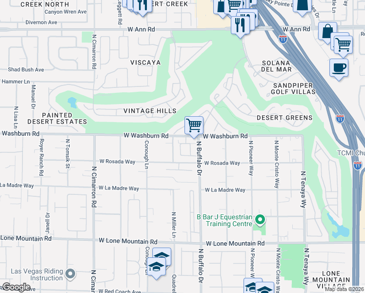 map of restaurants, bars, coffee shops, grocery stores, and more near 5194 Blissful Valley Circle in Las Vegas