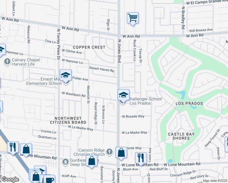 map of restaurants, bars, coffee shops, grocery stores, and more near 5260 North Jones Boulevard in Las Vegas