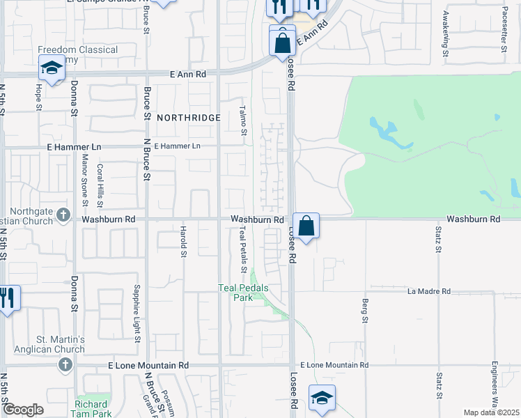 map of restaurants, bars, coffee shops, grocery stores, and more near 2305 Statham Avenue in North Las Vegas