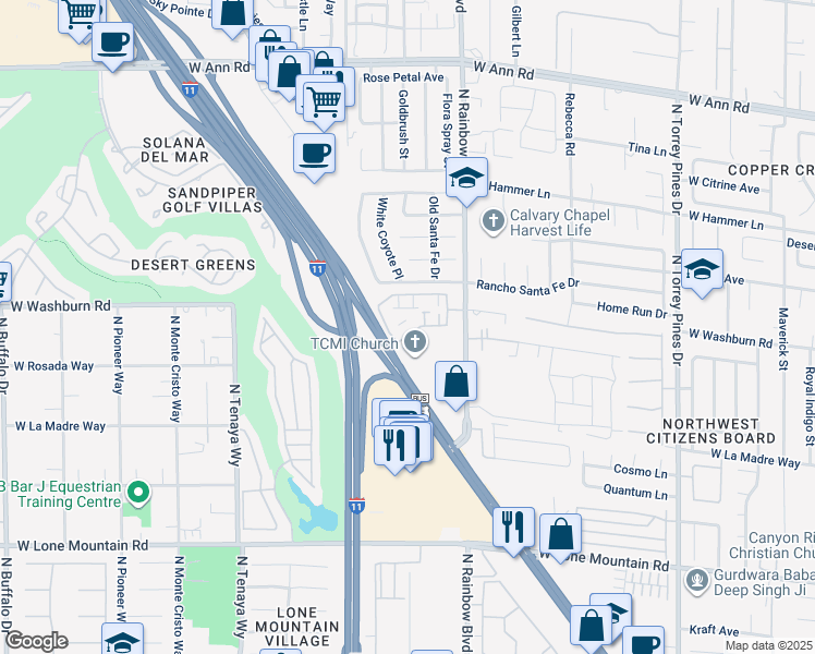 map of restaurants, bars, coffee shops, grocery stores, and more near 6908 Indian Chief Drive in Las Vegas