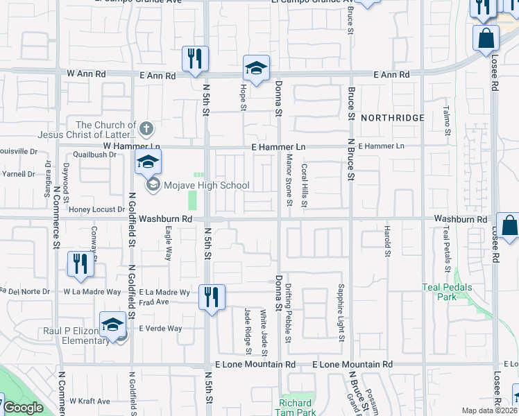 map of restaurants, bars, coffee shops, grocery stores, and more near 813 East Seneca Heights Avenue in North Las Vegas