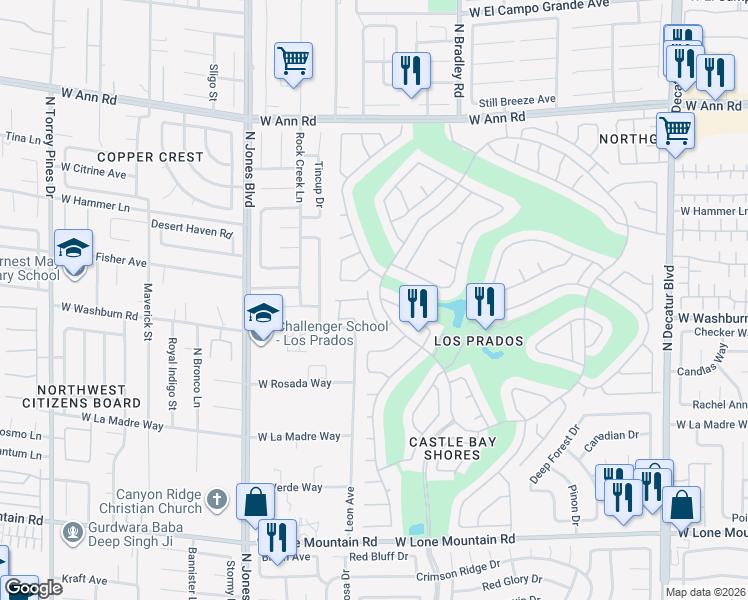 map of restaurants, bars, coffee shops, grocery stores, and more near 5236 Las Cruces Drive in Las Vegas