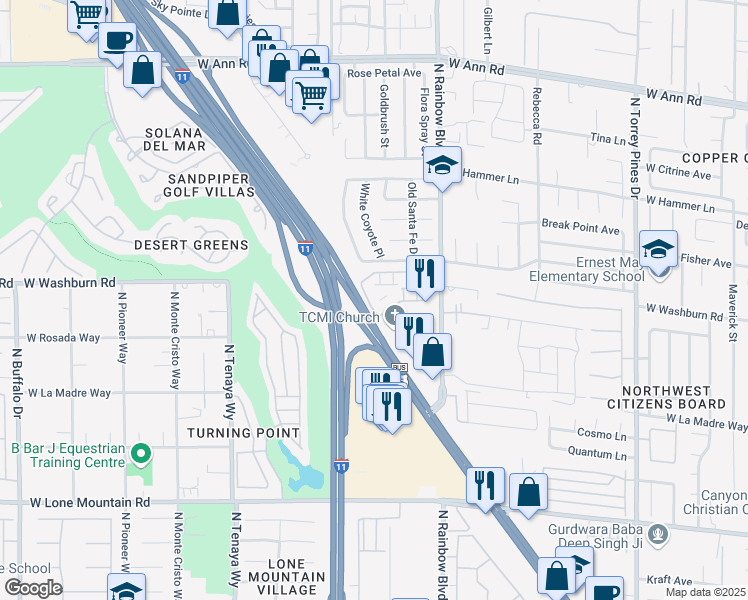 map of restaurants, bars, coffee shops, grocery stores, and more near 5108 Harvest Time Street in Las Vegas