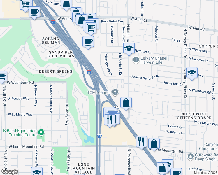 map of restaurants, bars, coffee shops, grocery stores, and more near 5108 Harvest Time Street in Las Vegas