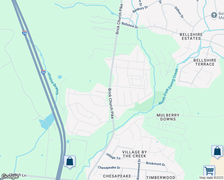 map of restaurants, bars, coffee shops, grocery stores, and more near 3529 Brick Church Pike in Nashville