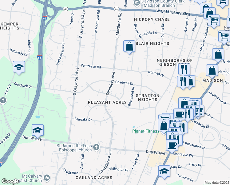 map of restaurants, bars, coffee shops, grocery stores, and more near 712 Barbara Drive in Nashville