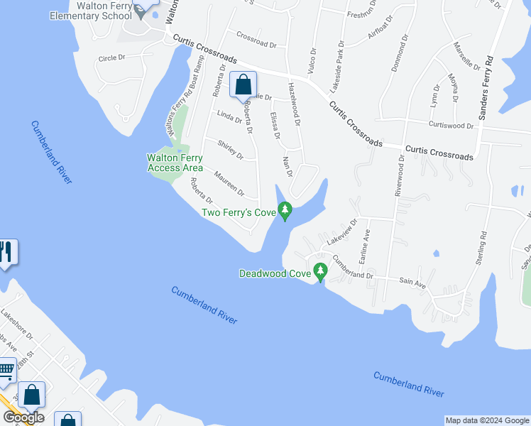 map of restaurants, bars, coffee shops, grocery stores, and more near 194 Roberta Drive in Hendersonville
