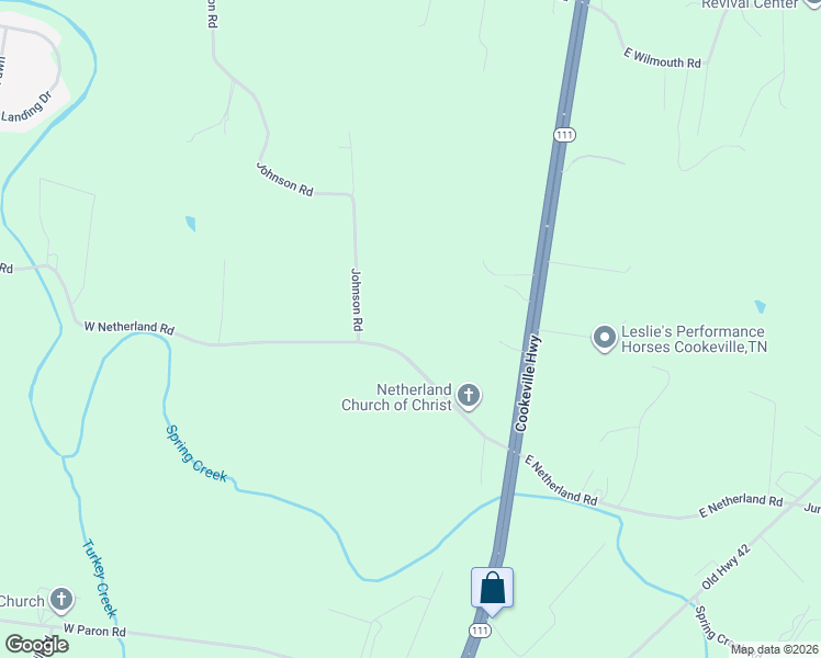 map of restaurants, bars, coffee shops, grocery stores, and more near 172 West Netherland Road in Cookeville