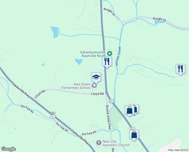 map of restaurants, bars, coffee shops, grocery stores, and more near 513 Cherry Grove Lane in Nashville
