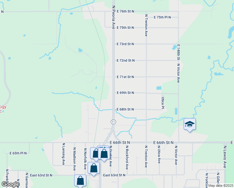 map of restaurants, bars, coffee shops, grocery stores, and more near 6849 North Peoria Avenue in Tulsa