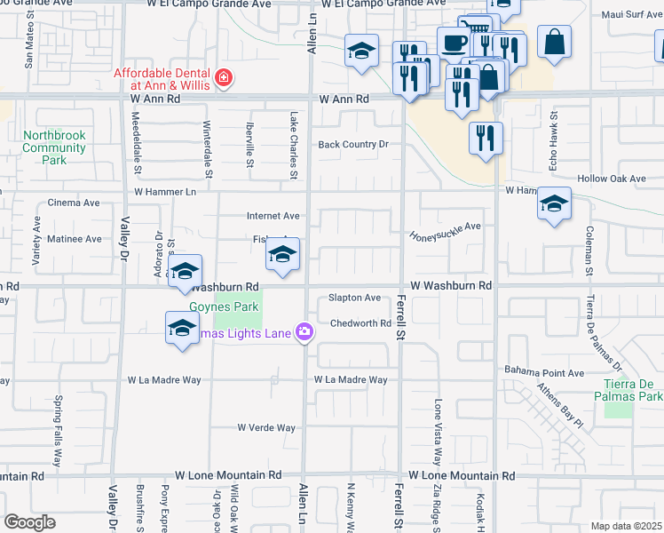 map of restaurants, bars, coffee shops, grocery stores, and more near 5227 Salmon Run Court in North Las Vegas