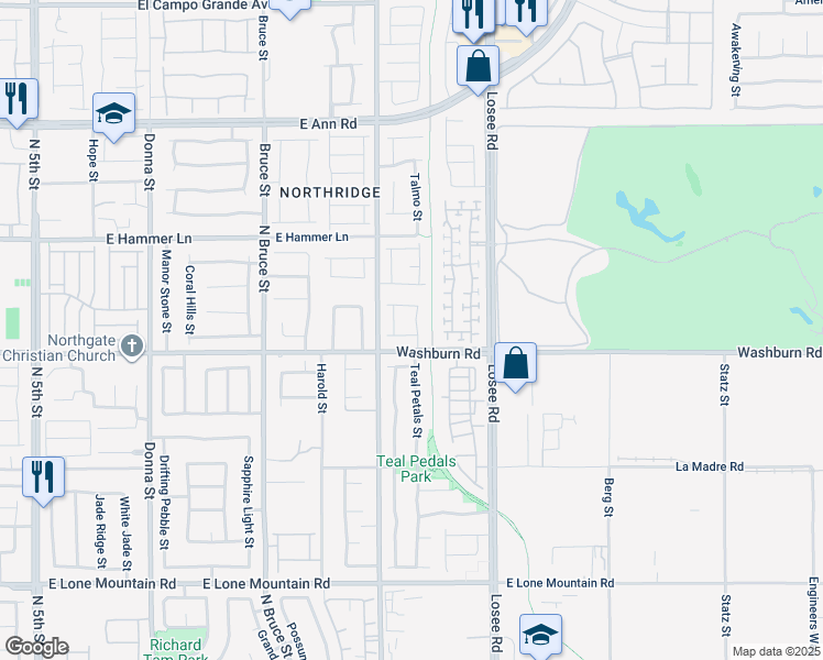 map of restaurants, bars, coffee shops, grocery stores, and more near 5217 Grand Lake Street in North Las Vegas