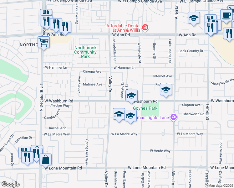 map of restaurants, bars, coffee shops, grocery stores, and more near 5220 Giallo Vista Court in North Las Vegas