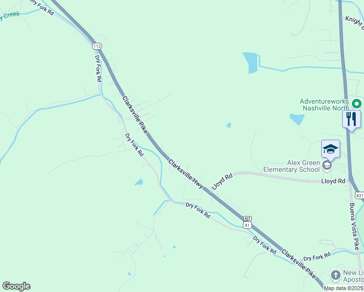 map of restaurants, bars, coffee shops, grocery stores, and more near 4952 Clarksville Highway in Nashville