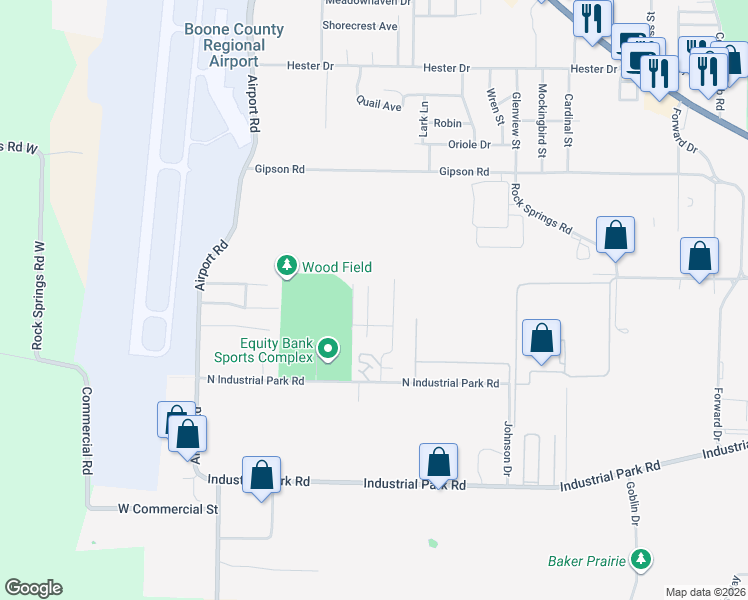 map of restaurants, bars, coffee shops, grocery stores, and more near 2007 McElroy Dr in Harrison