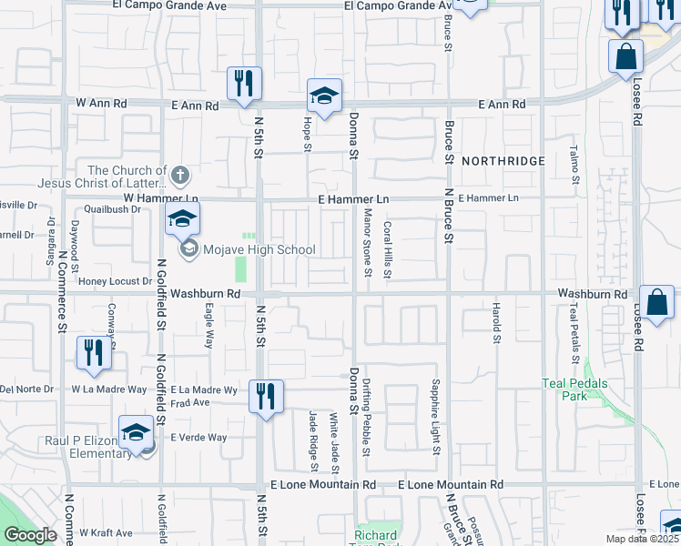 map of restaurants, bars, coffee shops, grocery stores, and more near 813 East Seneca Heights Avenue in North Las Vegas