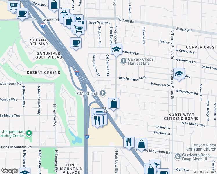 map of restaurants, bars, coffee shops, grocery stores, and more near 6704 Indian Chief Drive in Las Vegas