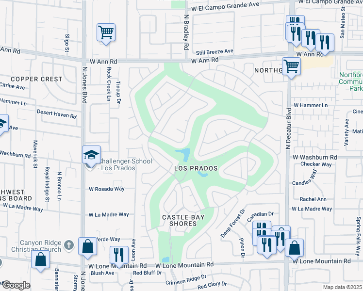 map of restaurants, bars, coffee shops, grocery stores, and more near 5401 Indian Hills Avenue in Las Vegas