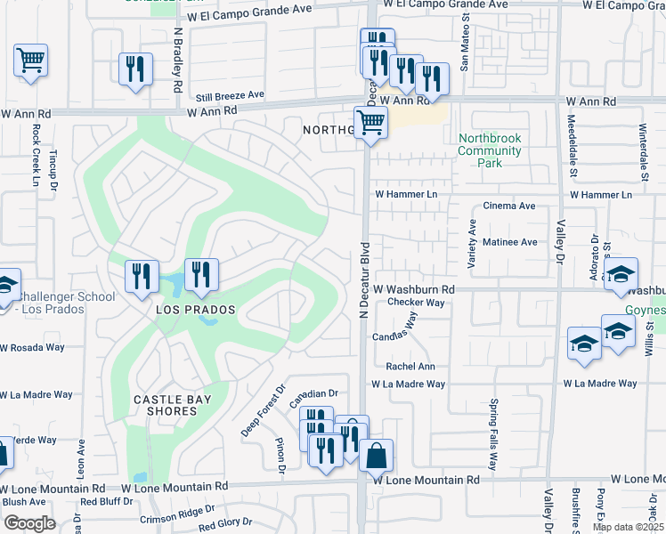 map of restaurants, bars, coffee shops, grocery stores, and more near 4820 Intrepid Drive in Las Vegas
