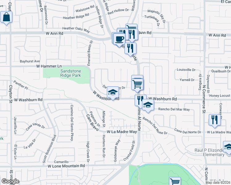 map of restaurants, bars, coffee shops, grocery stores, and more near 1006 Cove Palisades Drive in North Las Vegas