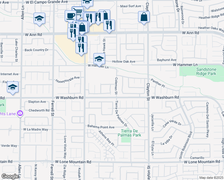 map of restaurants, bars, coffee shops, grocery stores, and more near 5220 Red Vine Street in North Las Vegas