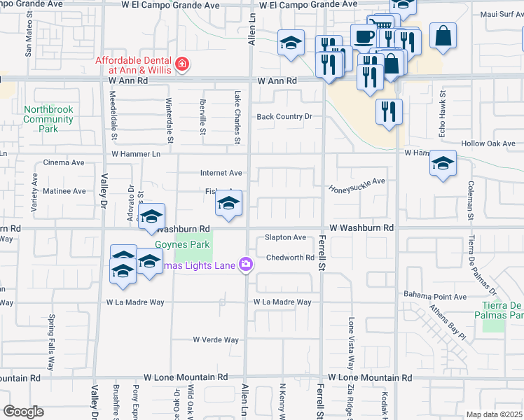 map of restaurants, bars, coffee shops, grocery stores, and more near 5227 Salmon Run Court in North Las Vegas
