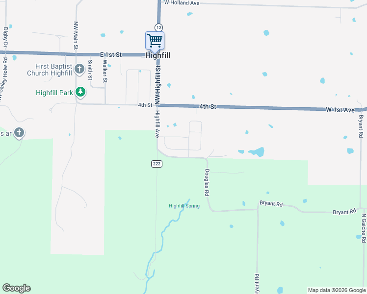 map of restaurants, bars, coffee shops, grocery stores, and more near 14300-14350 County Road 1104 in Gentry