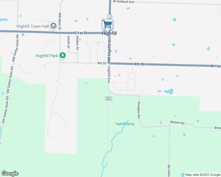 map of restaurants, bars, coffee shops, grocery stores, and more near 14596 Douglas Road in Gentry