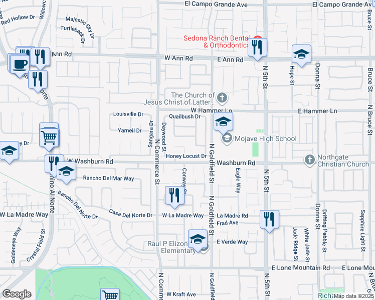 map of restaurants, bars, coffee shops, grocery stores, and more near 5224 Marlock Street in North Las Vegas