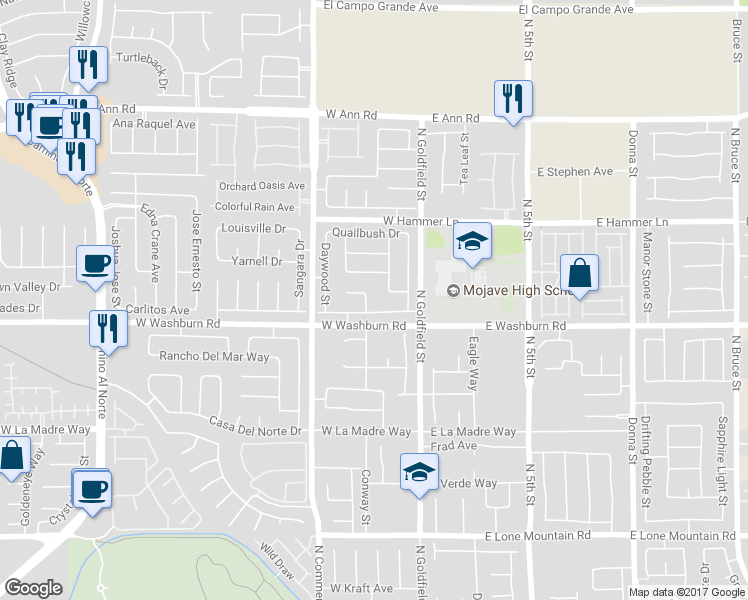 map of restaurants, bars, coffee shops, grocery stores, and more near 5224 Marlock Street in North Las Vegas