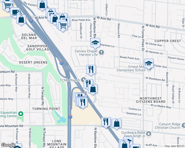 map of restaurants, bars, coffee shops, grocery stores, and more near 6621 Welcome Lane in Las Vegas