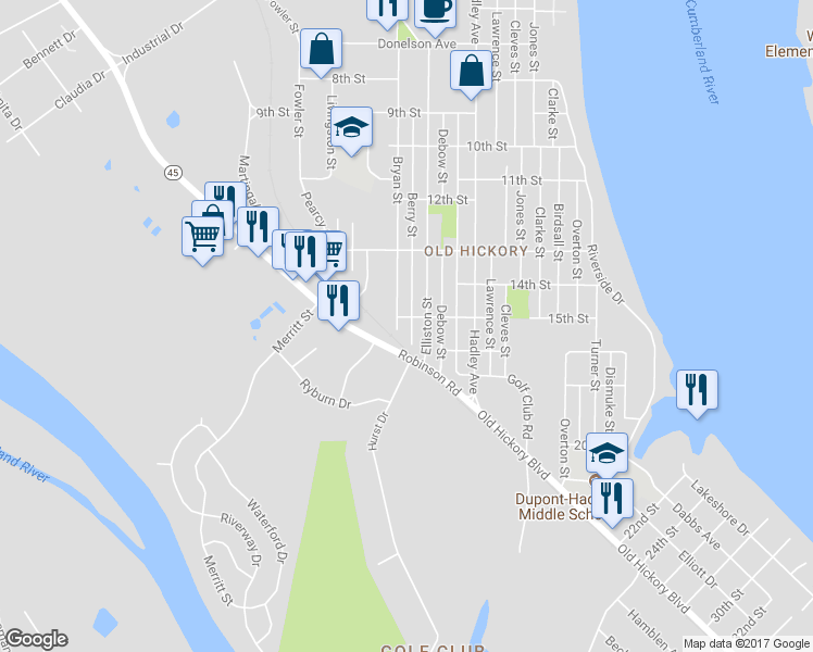 map of restaurants, bars, coffee shops, grocery stores, and more near 1506 Berry Street in Nashville