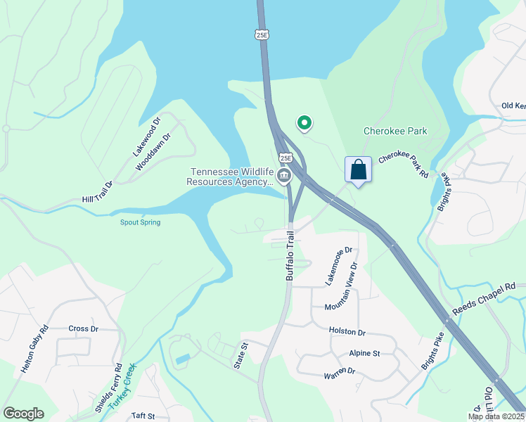 map of restaurants, bars, coffee shops, grocery stores, and more near 2414 Woodchuck Dell in Morristown